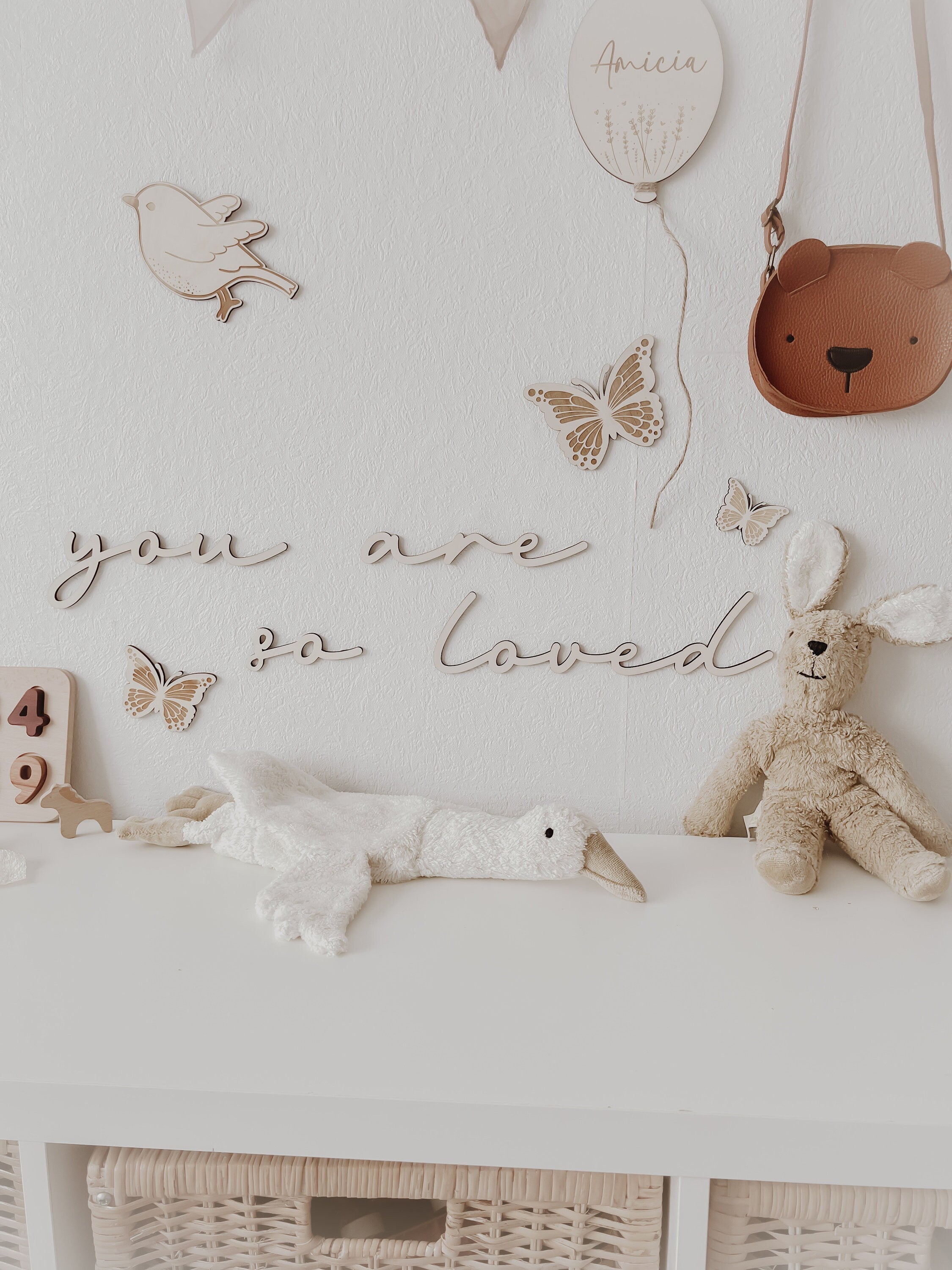 Schmetterlinge aus Holz im Set 3 Stück Wanddekoration - BohoWildflowerVibes