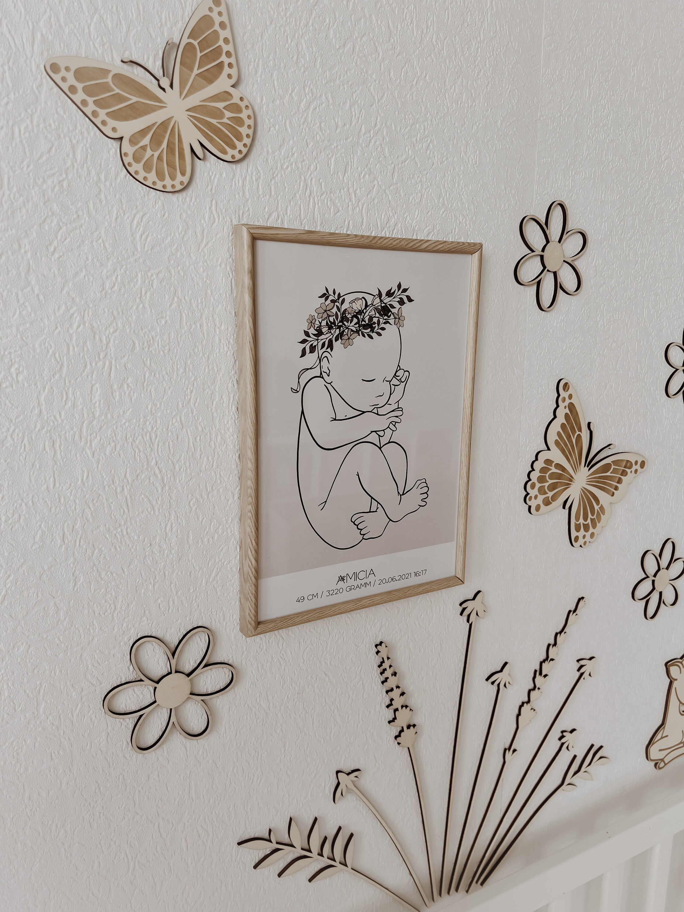 Schmetterlinge aus Holz im Set 3 Stück Wanddekoration - BohoWildflowerVibes