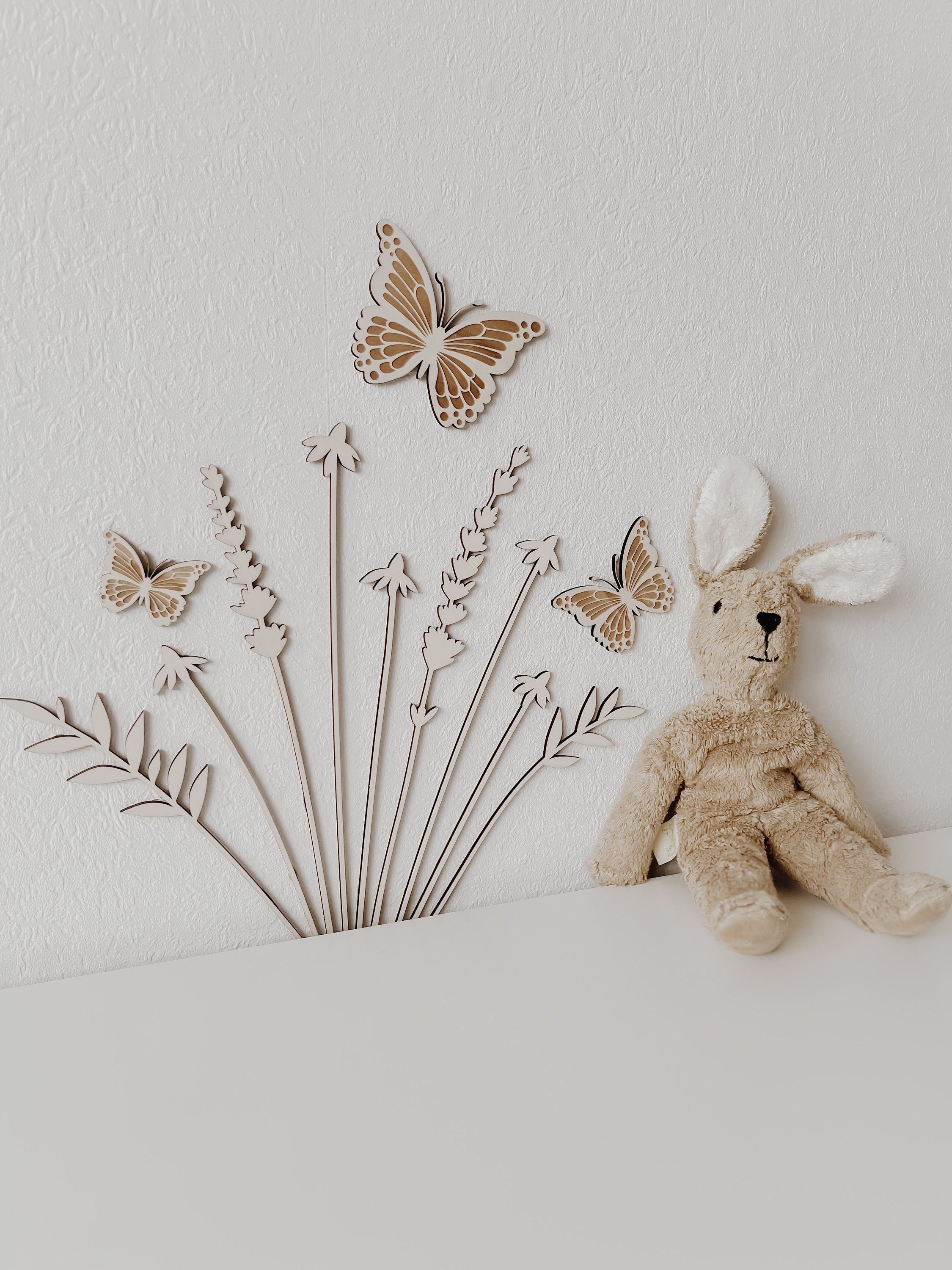 Schmetterlinge aus Holz im Set 3 Stück Wanddekoration - BohoWildflowerVibes