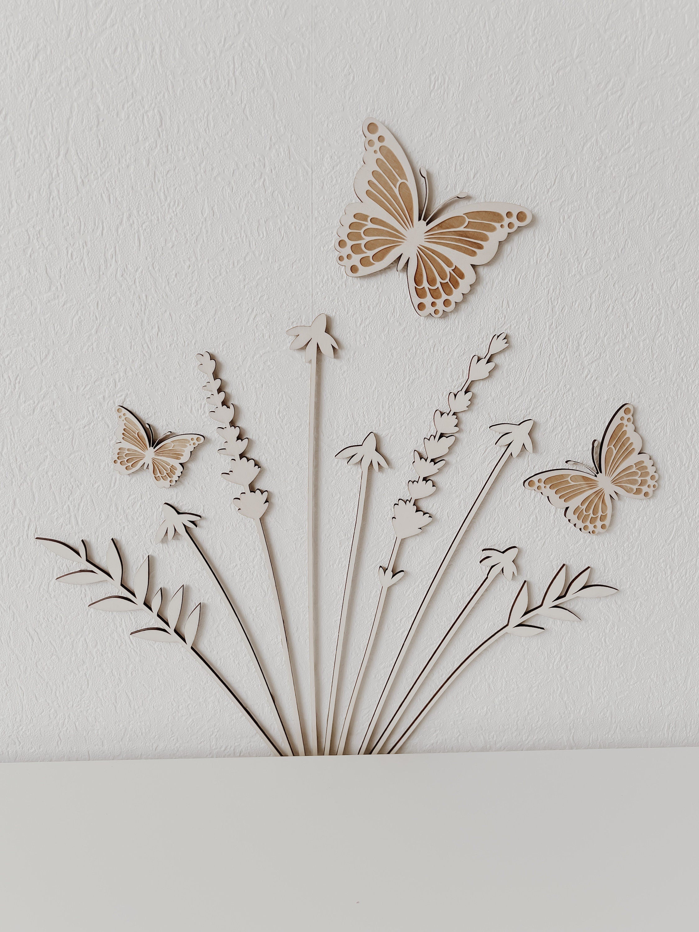 Schmetterlinge aus Holz im Set 3 Stück Wanddekoration - BohoWildflowerVibes