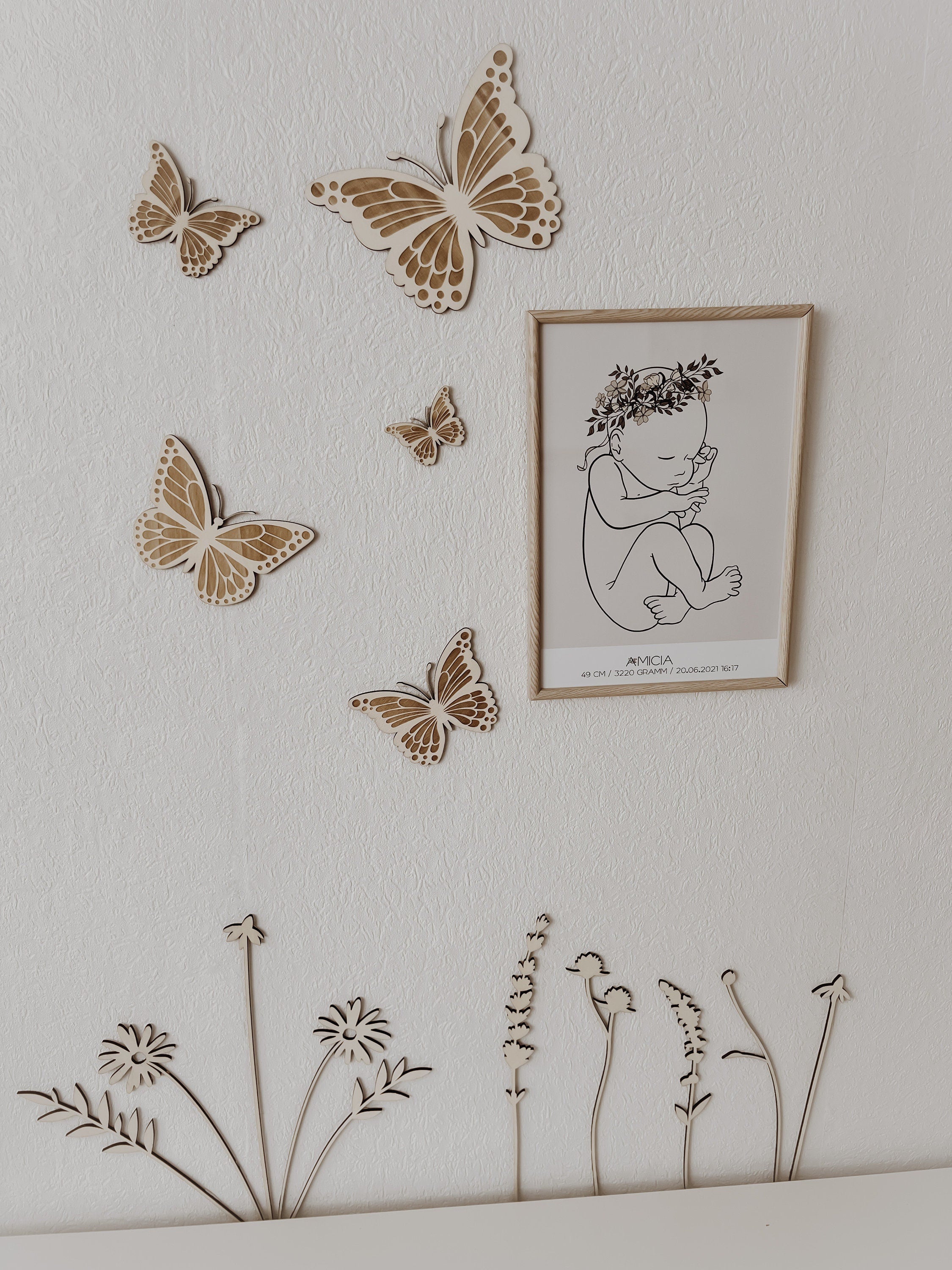 Schmetterlinge aus Holz im Set 3 Stück Wanddekoration - BohoWildflowerVibes