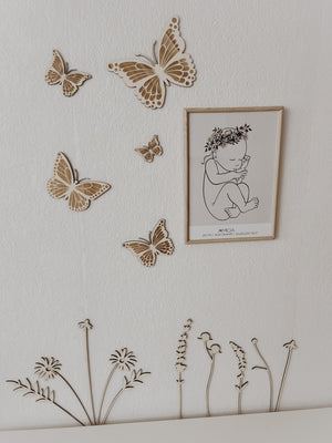 Schmetterlinge aus Holz im Set 3 Stück Wanddekoration - BohoWildflowerVibes