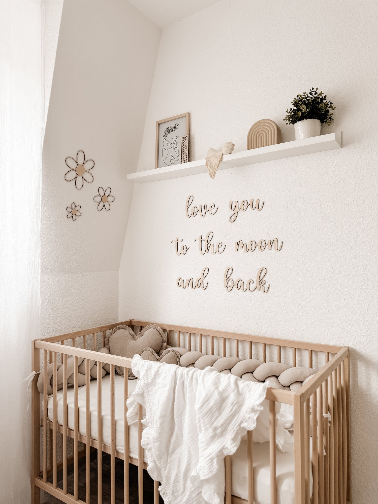 3 Holzblumen Wanddeko für Kinder- und Babyzimmer - BohoWildflowerVibes