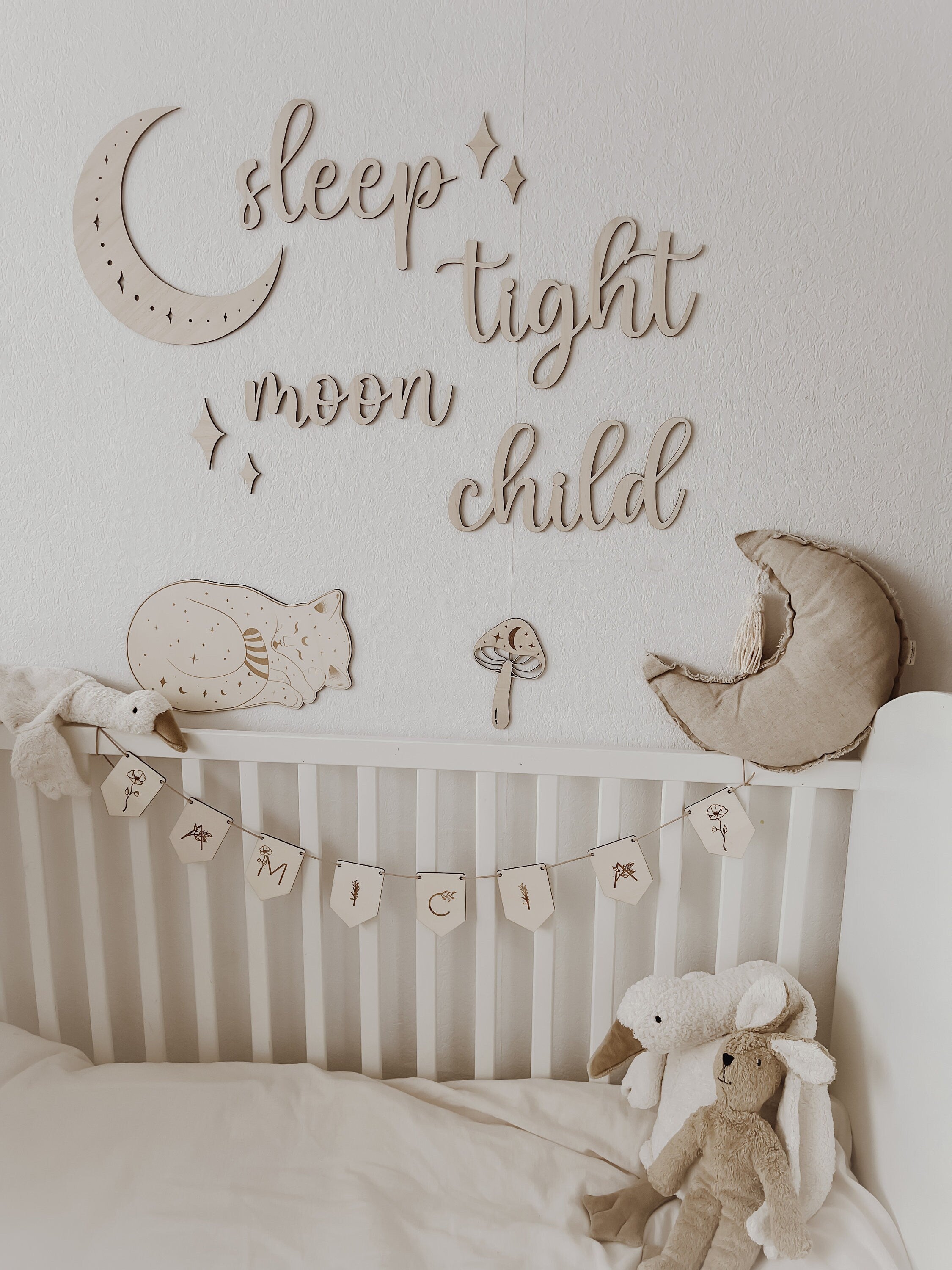 Schriftzug- sleep tight moon child - BohoWildflowerVibes