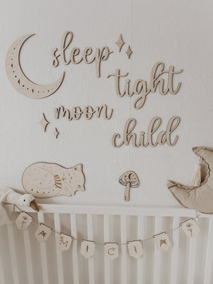 Schriftzug- sleep tight moon child - BohoWildflowerVibes