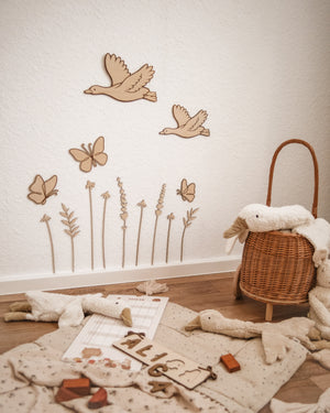 Wildblumen aus Holz – 9er Holzblumen-Deco für liebevolle Wandgestaltung - 9 Wildblumen