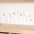 Wildblumen aus Holz im Set 9 Stück Wanddekoration - 9 Wildblumen