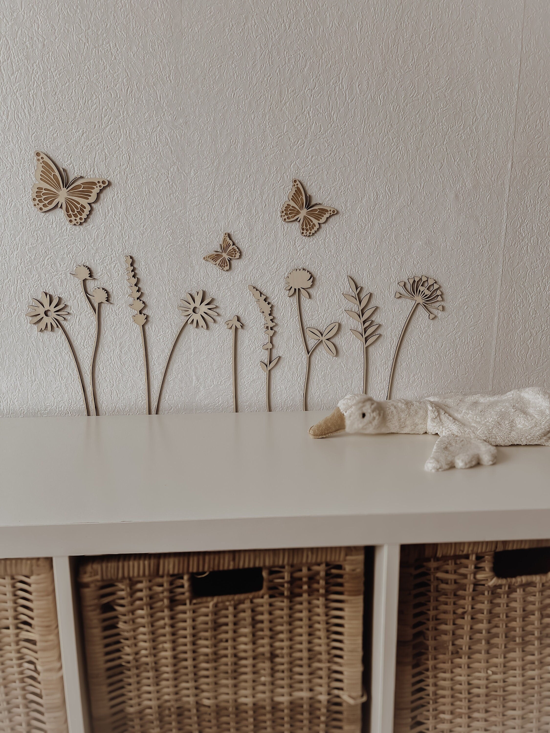 Wildblumen aus Holz im Set 9 Stück Wanddekoration - BohoWildflowerVibes