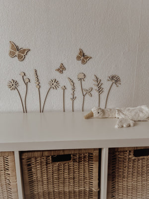 Wildblumen aus Holz im Set 9 Stück Wanddekoration - BohoWildflowerVibes