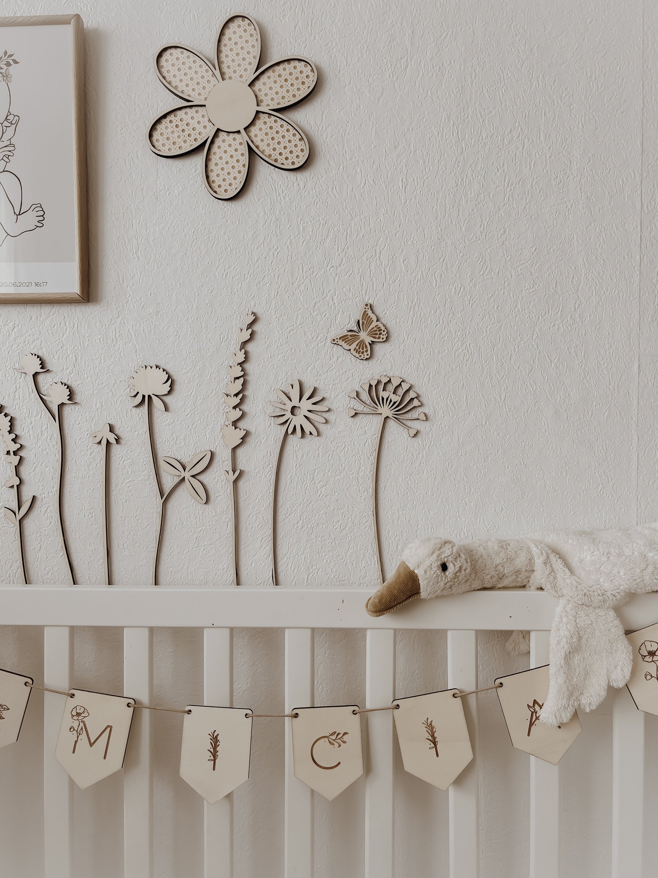 Wildblumen aus Holz im Set 9 Stück Wanddekoration - BohoWildflowerVibes