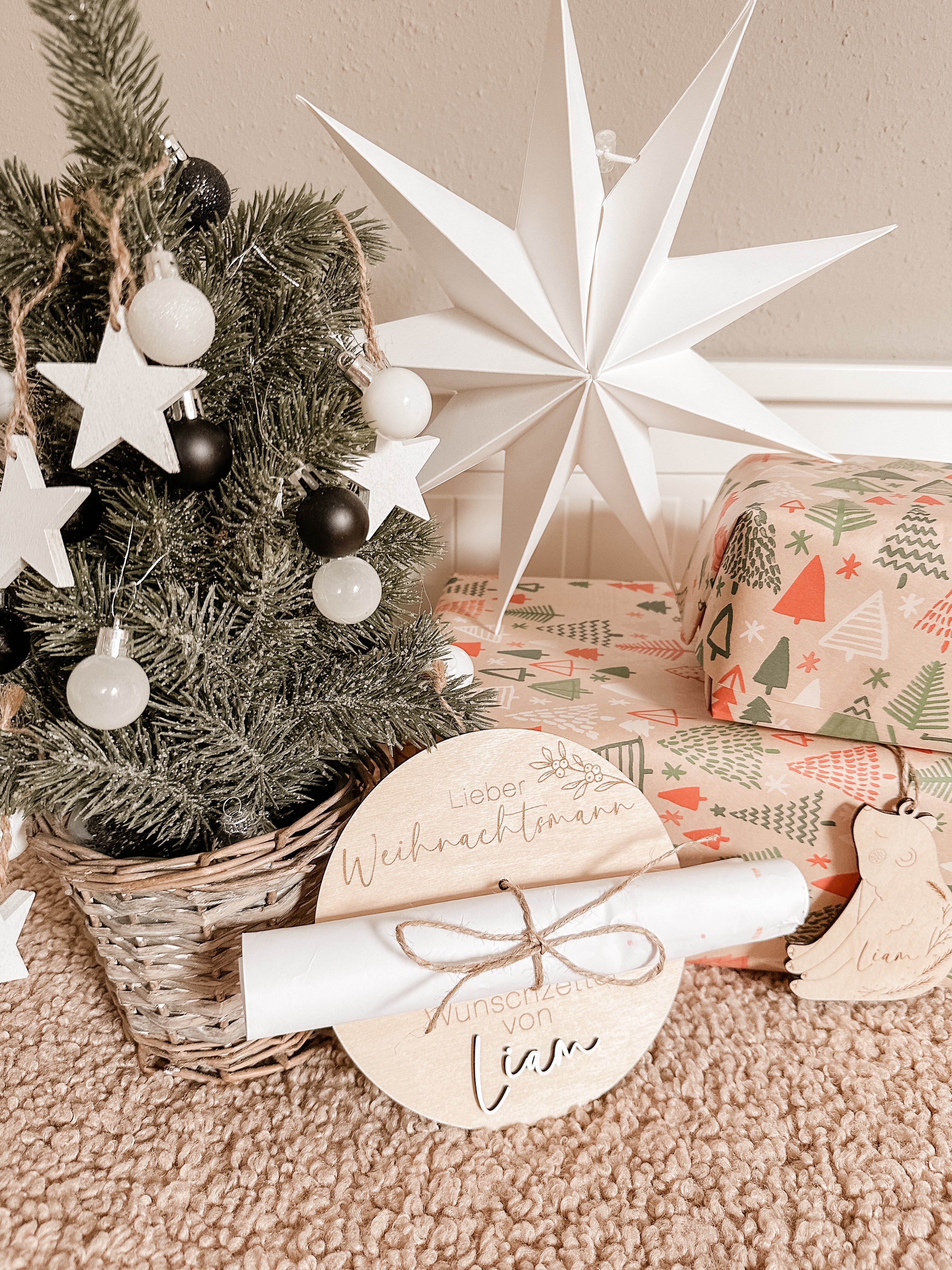 Wunschzettel Tafel personalisiert aus Holz