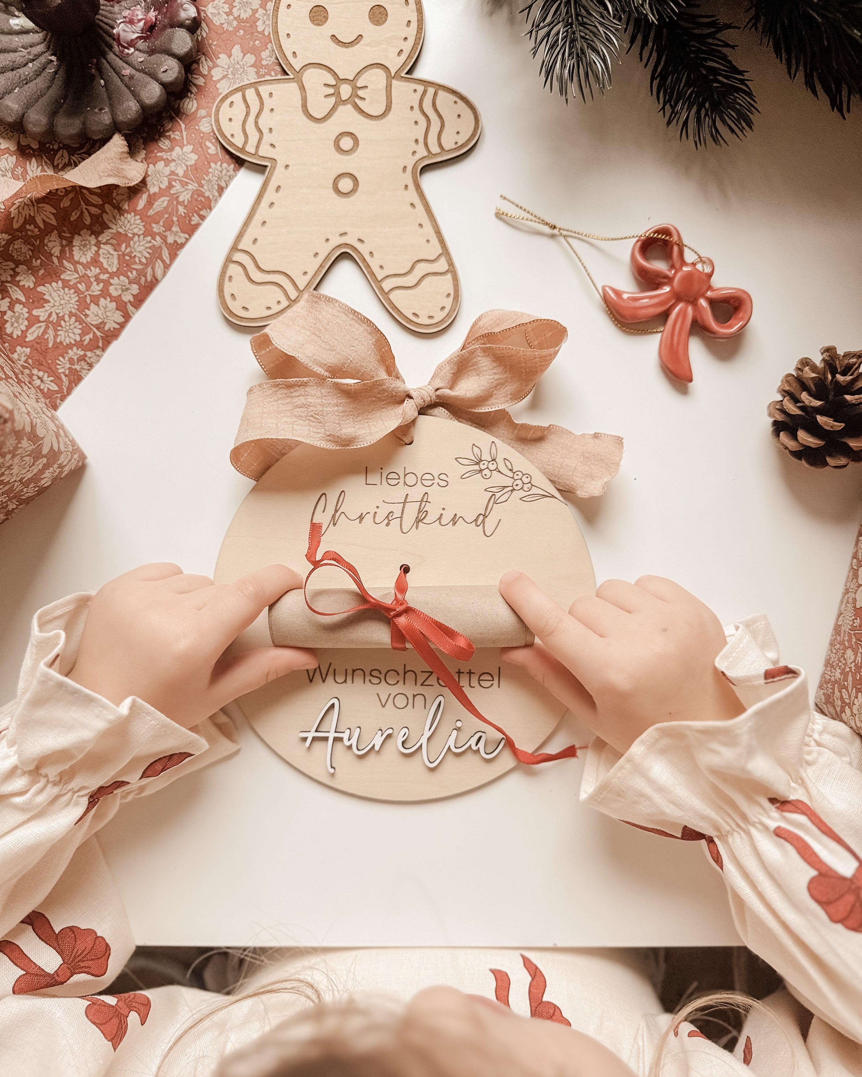 Wunschzettel Tafel personalisiert aus Holz