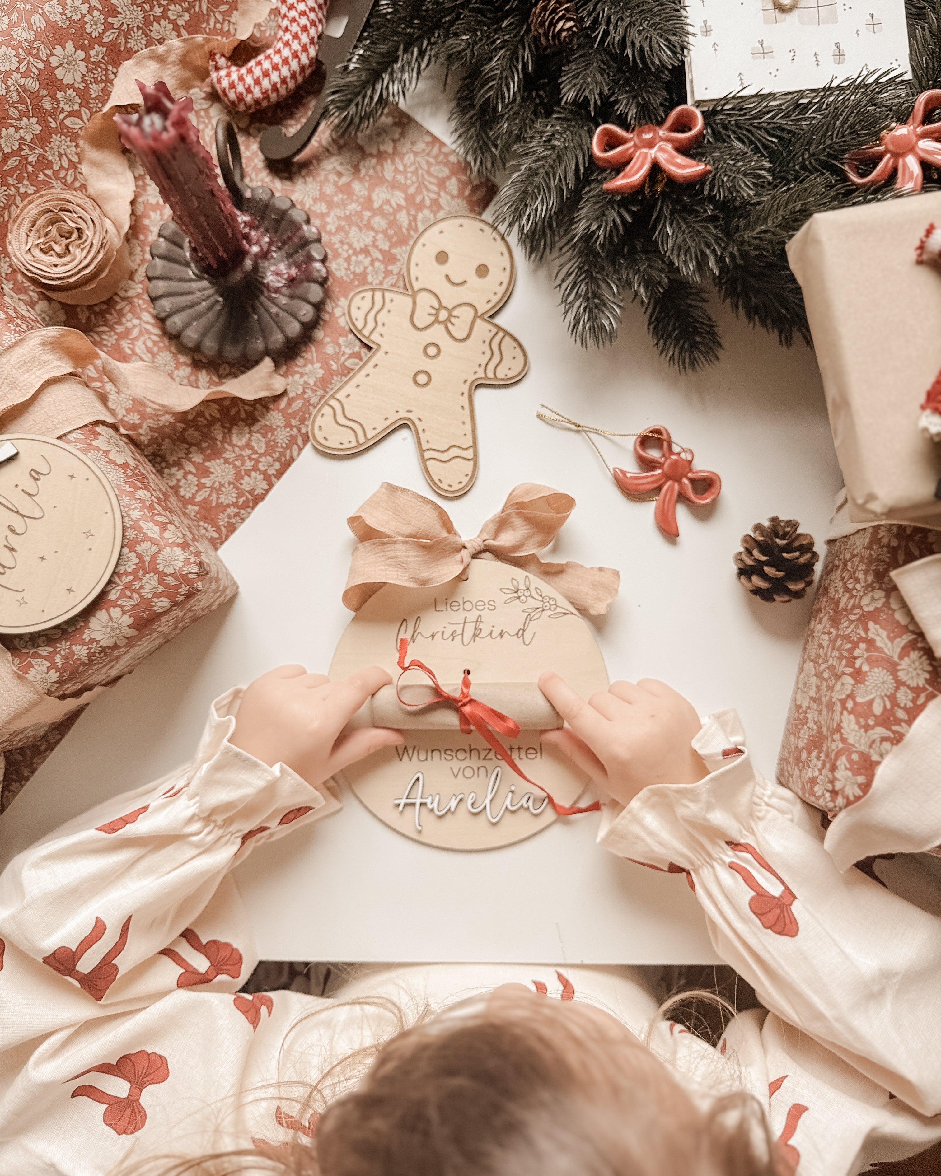 Wunschzettel Tafel personalisiert aus Holz