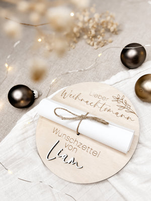 Wunschzettel Tafel personalisiert aus Holz