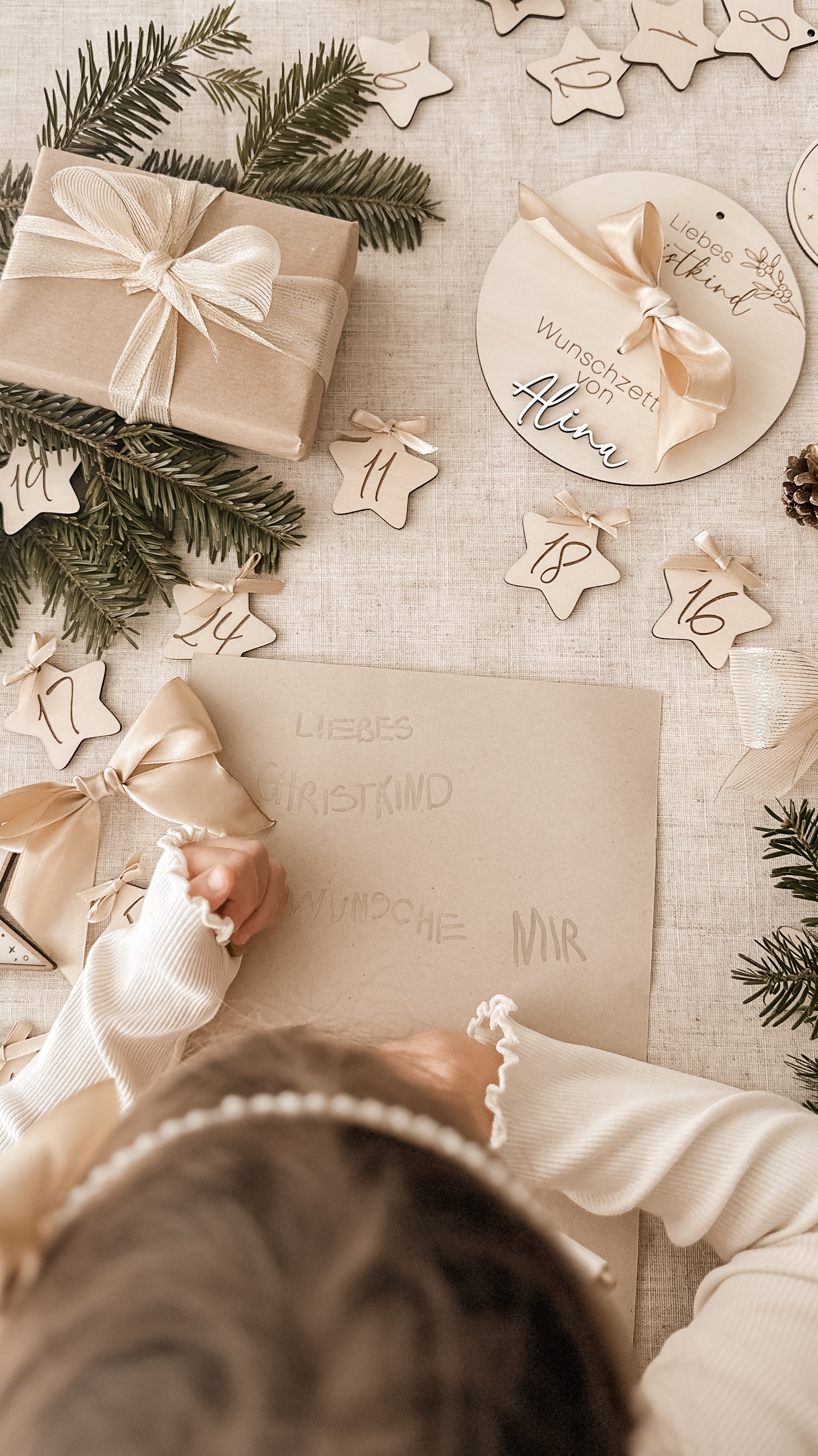 Wunschzettel Tafel personalisiert aus Holz