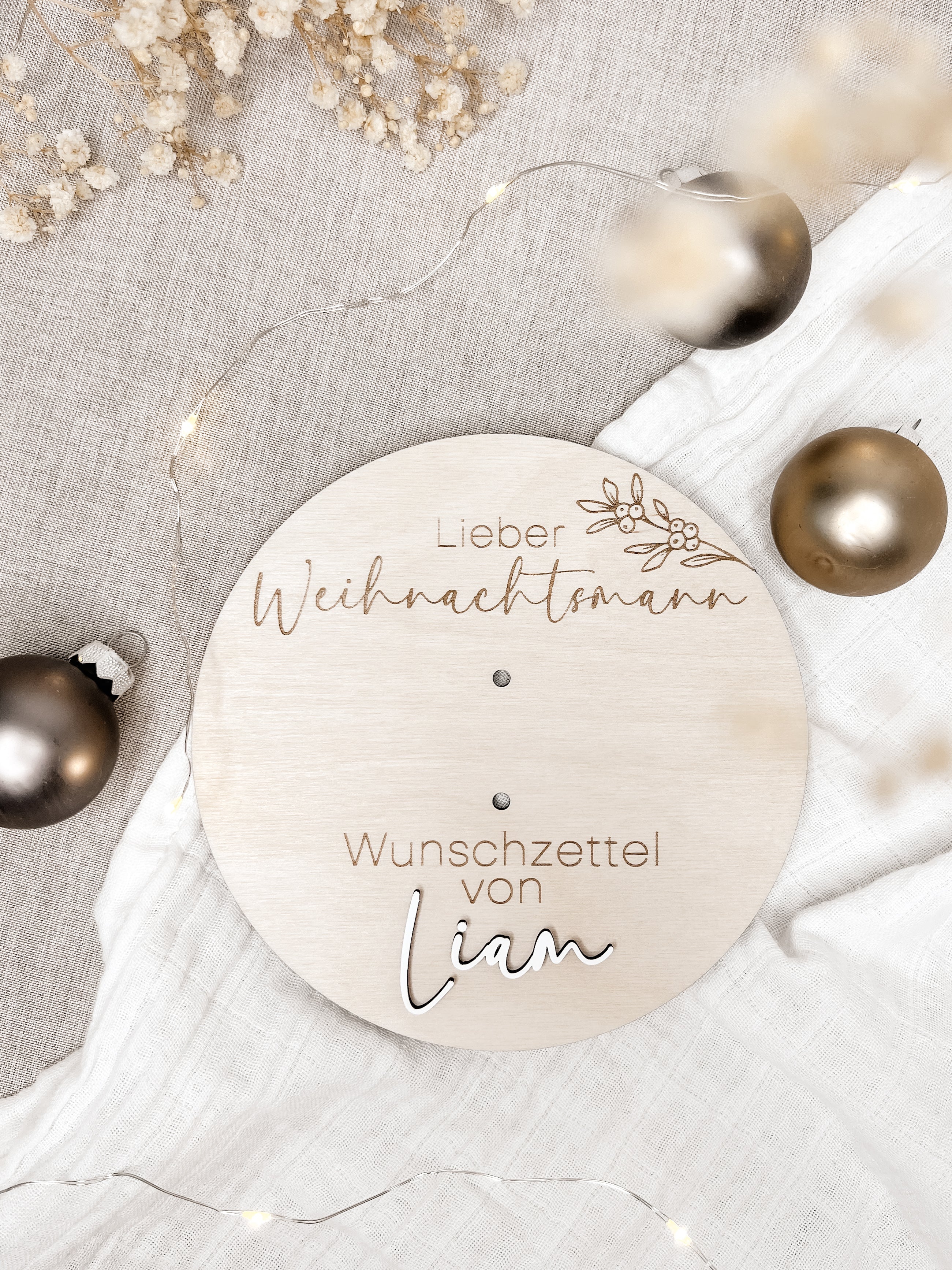 Wunschzettel Tafel personalisiert aus Holz