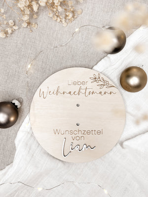 Wunschzettel Tafel personalisiert aus Holz