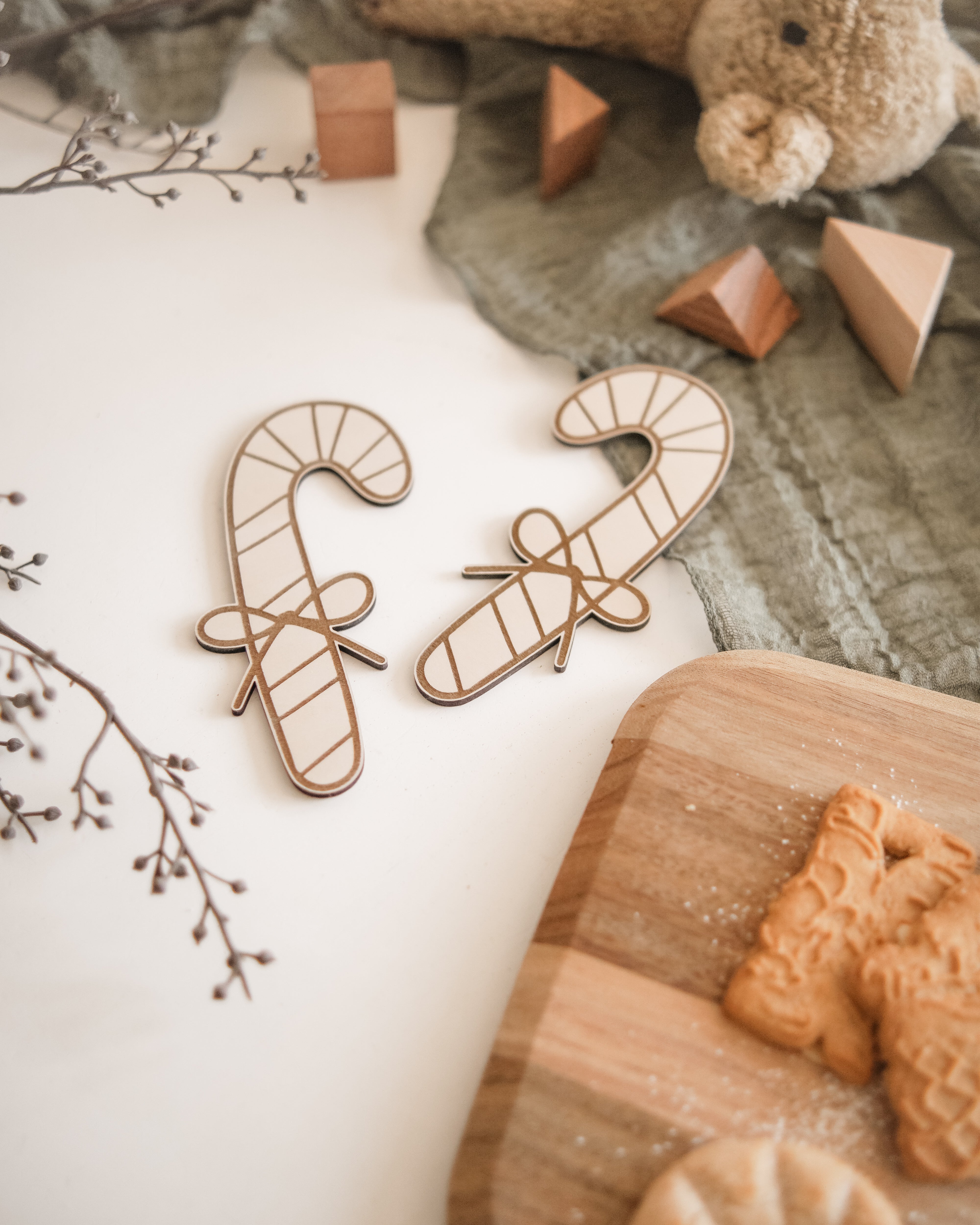 Zuckerstangen aus Holz graviert