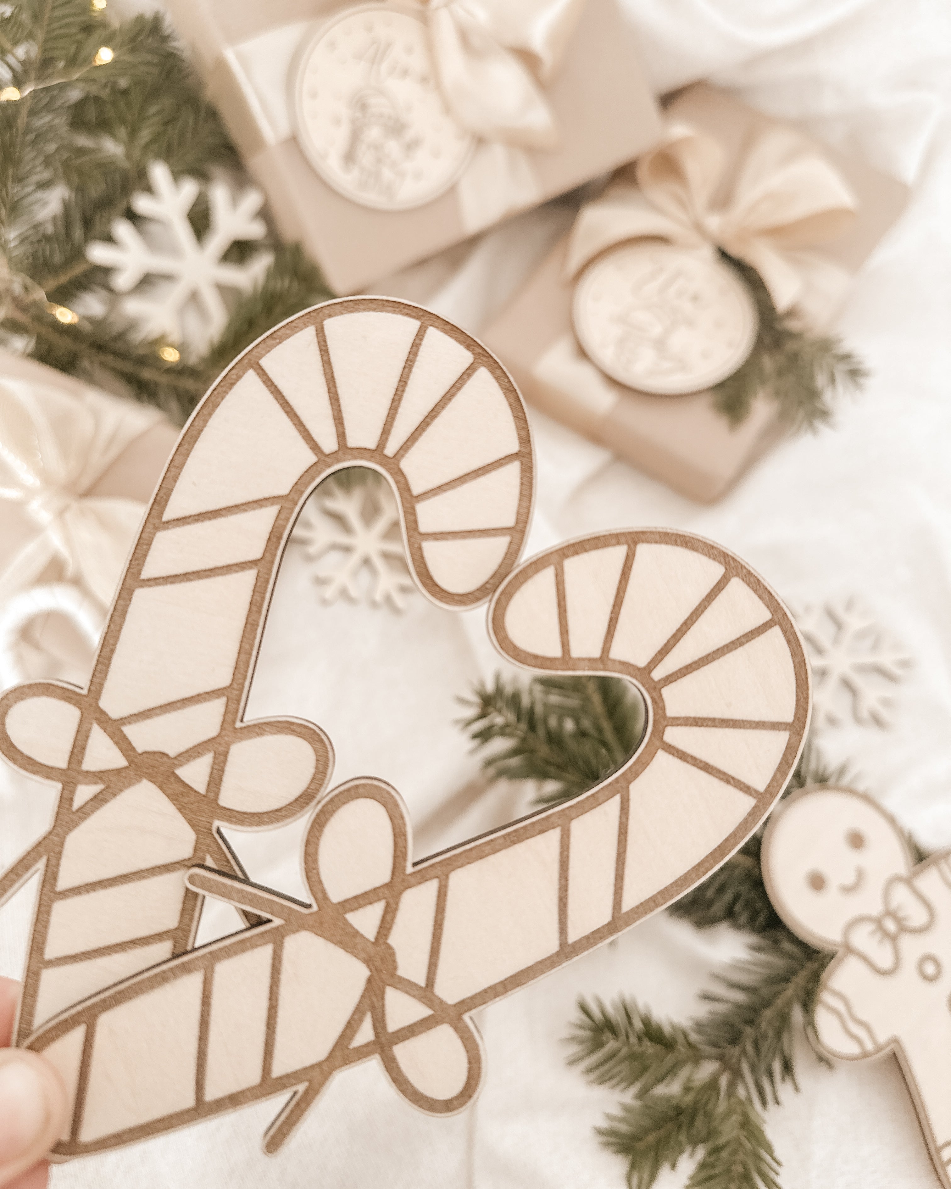 Zuckerstangen aus Holz graviert